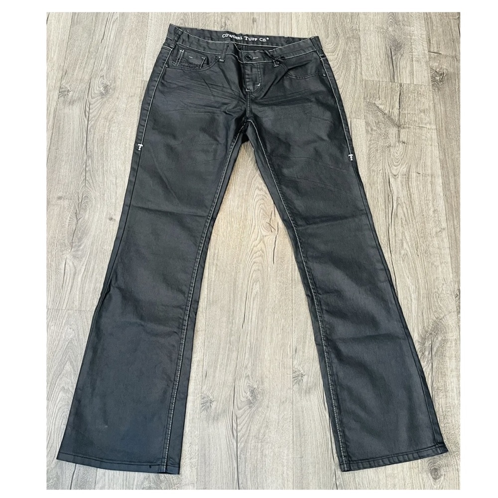 NWT Cowgirl Tuff Blackout Black Coated Denim Western Bootcut Jeans Size 31x33